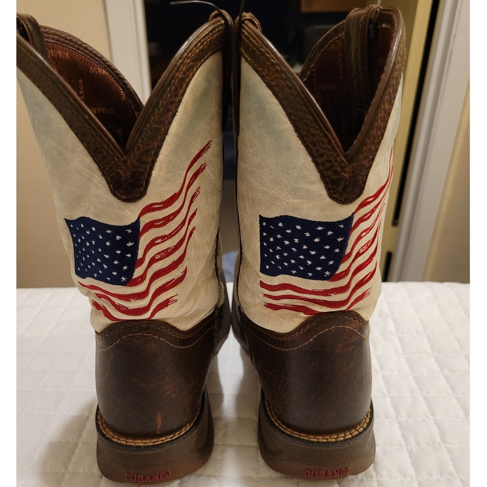 Durango Western Leather Cowboy Boots American Flag USA Patriotic Rustic Farm Fun - Picture 2 of 13